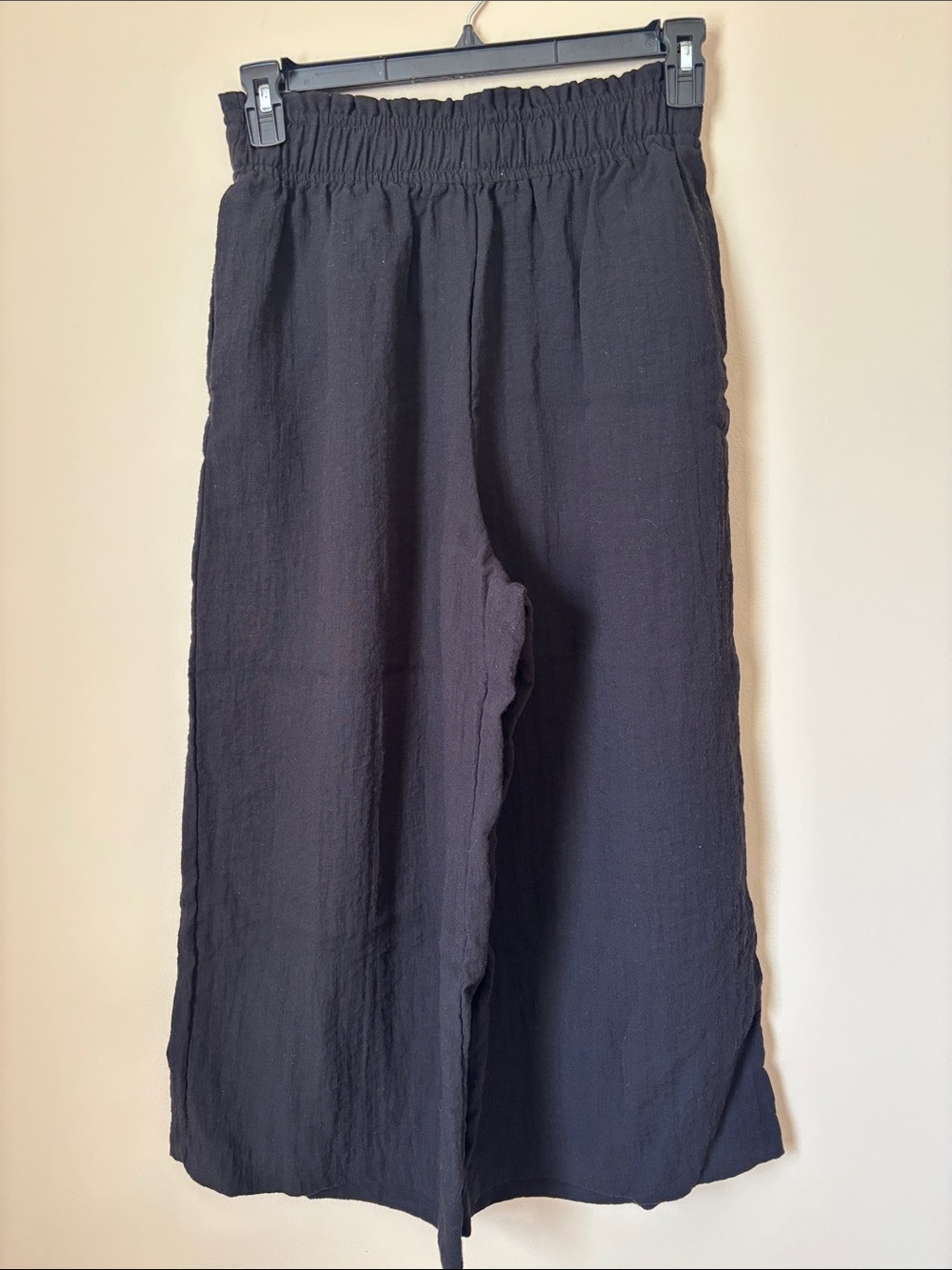 H&M Black Wide-Leg Elastic-Waist Pants